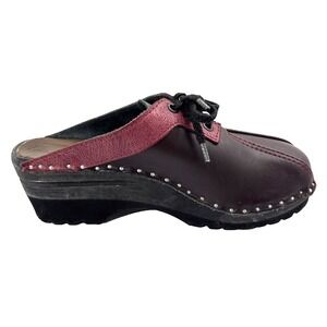 Troentorp Audubon Ideal Swedish Clogs Alderwood Footbed Lace Up Black Cherry